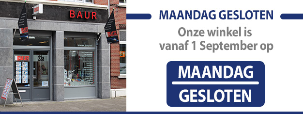 Vanaf 1 september is onze winkel op maandag gesloten