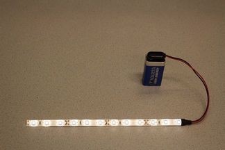 Flexibele LEDSTRIP op batterij - KoelWit 20 cm. met 9 Volt aansluiting - LEDSTRIP op batterijvoeding  - ledstr20cw