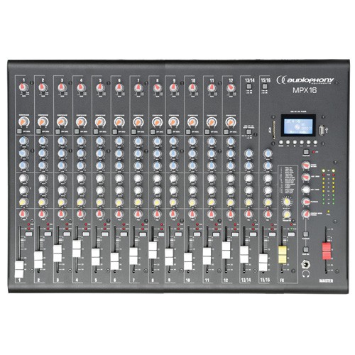 16 channel mixer with compressor, effects and USB/SD/BT Player - mpx16