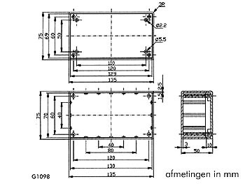 abs utilibox - grijs 135 x 75 x 50mm - g1098