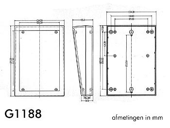 behuizing voor toetsenborden - grijs 134 x 189 x 32/55mm - g1188