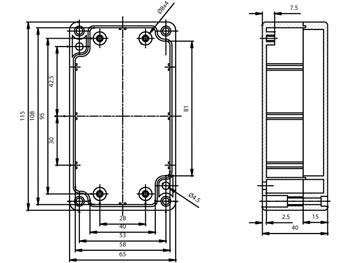 behuizing in polycarbonaat - licht grijs 115 x 65 x 40mm - g203