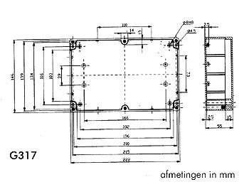 waterbestendige abs-behuizing - donkergrijs 222 x 146 x 55mm - g317