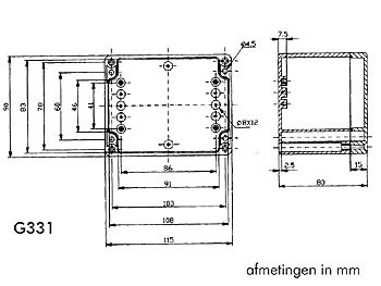 waterbestendige abs-behuizing - donkergrijs 115 x 90 x 80mm - g331