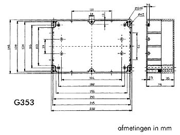 waterbestendige abs-behuizing - donkergrijs 222 x 146 x 75mm - g353