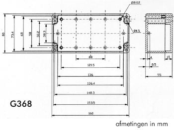 waterbestendige abs-behuizing - donkergrijs 160 x 80 x 55mm - g368