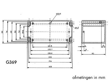 waterbestendige abs-behuizing - donkergrijs 160 x 80 x 85mm - g369