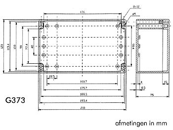 waterbestendige abs-behuizing - donkergrijs 200 x 120 x 75mm - g373