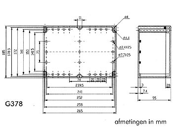 waterbestendige abs-behuizing - donkergrijs 265 x 185 x 95mm - g378