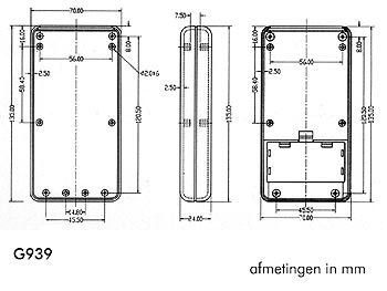 behuizing voor toetsenbord van afstandsbediening - 135 x 70 x 24mm - g939