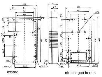 draagbare behuizing - grijs 180 x 100 x 43mm - open display - g968go