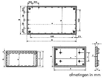 cover behuizing - grijs 215 x 130 x 82.9mm - tkcp4g