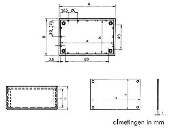 plastic optative behuizing - petroleumblauw 110.0 x 70.0 x 48.0mm - tkp2b