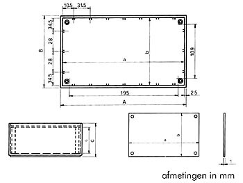 plastic optative behuizing - petroleumblauw 215 x 130 x 77mm - tkp4b