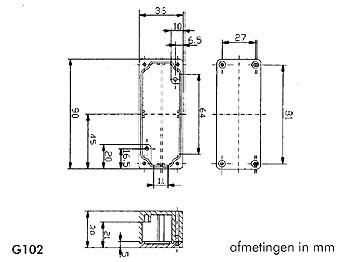 waterdichte aluminium behuizing - 90 x 36 x 30mm - g102