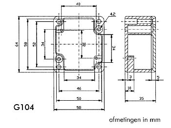 waterdichte aluminium behuizing - 64 x 58 x 35mm - g104