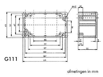 waterdichte aluminium behuizing - 115 x 65 x 55mm - g111