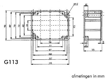 waterdichte aluminium behuizing - 115 x 90 x 55mm - g113