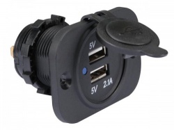 usb-lader voor de auto-inbouw (12-24 vdc in, 2 x 5 v uit) - cc094