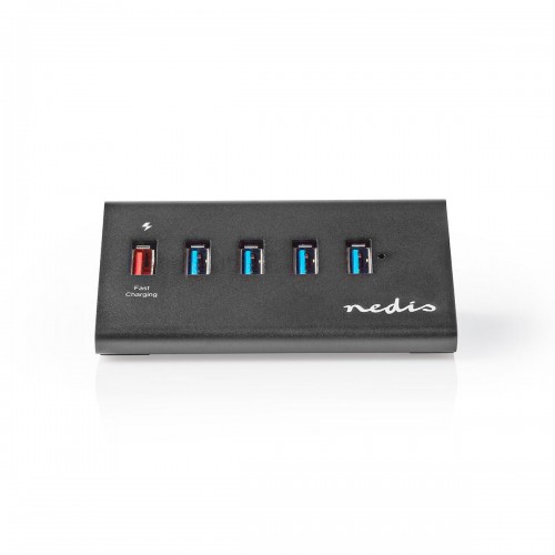 USB-Hub | 5-Poorts poort(en) | QC3.0 / USB 3.2 Gen1 | Netvoeding / USB Gevoed | 5 Gbps | 5x USB - uhubup3510bk