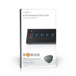 USB-Hub | 8-Poorts poort(en) | QC3.0 / USB 3.2 Gen1 | Netvoeding / USB Gevoed | 5 Gbps | 8x USB - uhubup3810bk