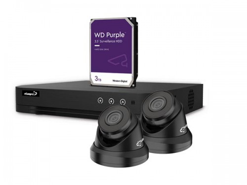 4 mp ip-videobewakingsset - 4-kanaals nvr-recorder - 2 x zwarte ip dome-camera - 3 tb hd - kabels - cctvprom22