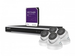 4 mp ip-videobewakingsset - 8-kanaals nvr-recorder - 4 x witte ip dome-camera - 3 tb hd - kabels - cctvprom23w