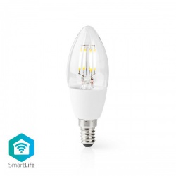 SmartLife LED Filamentlamp | Wi-Fi | E14 | 400 lm | 5 W | Warm Wit | 2700 K | Glas | Android™ / IOS | Kaars | 1 Stuks - wifilf10wtc37