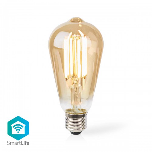SmartLife LED Filamentlamp | Wi-Fi | E27 | 806 lm | 7 W | Warm Wit | 1800 - 3000 K | Glas | Android™ / IOS | ST64 | 1 Stuks - wifilrf10st64