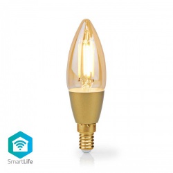 SmartLife LED Filamentlamp | Wi-Fi | E14 | 470 lm | 4.9 W | Warm Wit | 1800 - 3000 K | Glas | Android™ / IOS | Kaars | 1 Stuks - wifilrf10c37