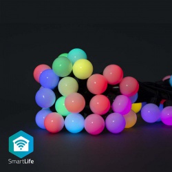 SmartLife Decoratieve LED | Feestverlichting | Wi-Fi | RGB | 48 LED's | 10.8 m | Android™ / IOS | Diameter bulb: 30 mm - wifilp02c48