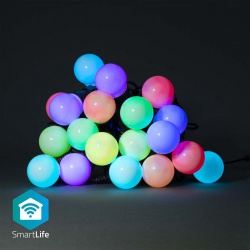 SmartLife Decoratieve LED | Feestverlichting | Wi-Fi | RGB | 20 LED's | 10 m | Android™ / IOS | Diameter bulb: 50 mm - wifilp03c20