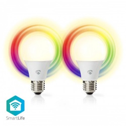 SmartLife Multicolour Lamp | Wi-Fi | E27 | 806 lm | 9 W | RGB / Warm tot Koel Wit | 2700 - 6500 K | Android™ / IOS | Peer | 2 Stuks - wifilrc20e27