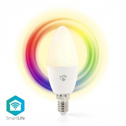 SmartLife Multicolour Lamp | Wi-Fi | E14 | 470 lm | 4.9 W | RGB / Warm tot Koel Wit | 2700 - 6500 K | Android™ / IOS | Kaars | 1 Stuks - wifilrc10e14