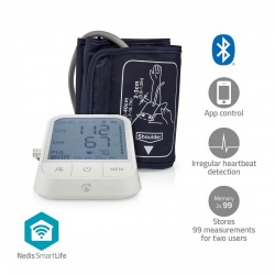SmartLife Bloeddrukmeter | Arm | Bluetooth® | LCD-Scherm | 22 - 42 cm | Aanduiding van stil houden / Detectie van onregelmatige hartslag / Detectie voor het dragen van armband | Wit - bthbp10wt