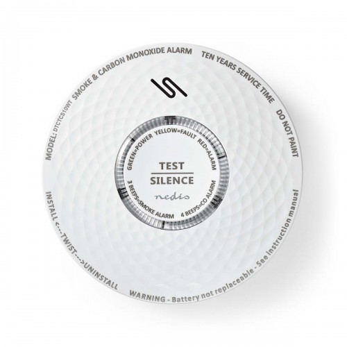 Rook- en koolmonoxidemelder | Batterij Gevoed | Batterijlevensduur tot: 10 Jaar | EN 14604 | Met testknop | 85 dB | ABS | Wit - dtctcs10wt