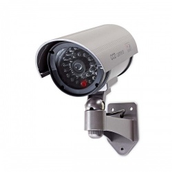 Dummy Beveiligingscamera | Bullet | IP44 | Batterij Gevoed | Buiten | Inclusief muurbeugel | Grijs - dumcb40gy