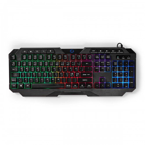 Bedraad Gaming Toetsenbord | USB Type-A | Membrane Toetsen | LED | QWERTY | Scandinavisch | USB Gevoed | Lengte stroomkabel: 1.30 m | Multimedia - gkbd110bknd