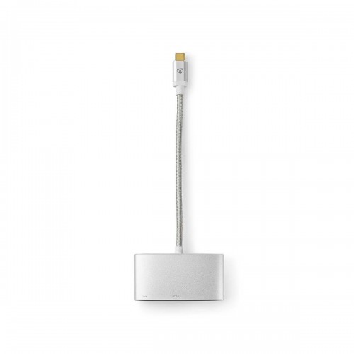 USB Multi-Port Adapter | USB 3.2 Gen 1 | USB-C™ Male | HDMI™ Output / USB-A Female / USB-C™ Female | 5 Gbps | 0.20 m | Rond | Verguld | Gevlochten / Nylon | Zilver | Cover Window Box - cctb64765al02