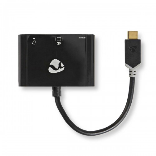 USB Multi-Port Adapter | USB 3.2 Gen 1 | USB-C™ Male | HDMI™ Output / USB-A Female / USB-C™ Female | 5 Gbps | 0.20 m | Rond | Verguld | PVC | Antraciet | Window Box - ccbw64765at02