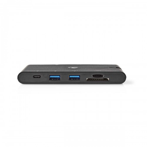 USB Docking Station | USB 3.2 Gen 1 | USB-C™ Male | HDMI™ Female / Micro SD / RJ45 Female / SD / VGA Female 15p / 2x USB-A / 2x USB-C™ | Rond | Vernikkeld | Zwart | Window Box met Euro Lock - tcarfd200bk