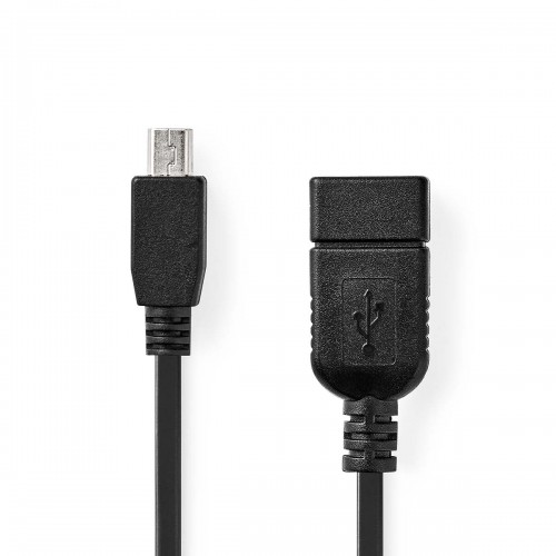 USB Micro-B Adapter | USB 2.0 | Mini 5-Pin Male | USB-A Female | 480 Mbps | OTG | 0.20 m | Plat | Vernikkeld | PVC | Zwart | Polybag - ccgp60315bk02
