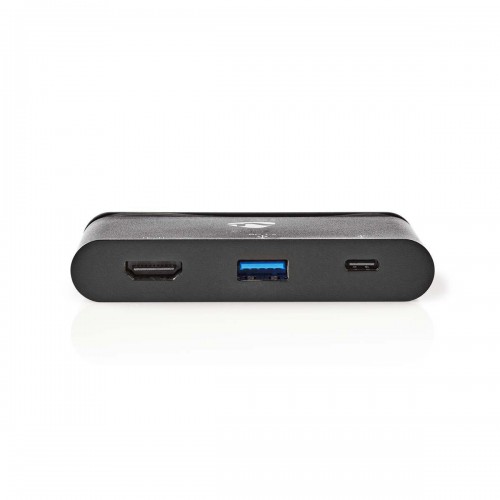 USB Multi-Port Adapter | USB 3.2 Gen 1 | USB-C™ Male | HDMI™ Female / USB-A Female / USB-C™ Female | Rond | Vernikkeld | Zwart | Window Box met Euro Lock - tcarf240bk