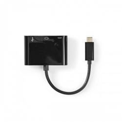 USB Multi-Port Adapter | USB 3.1 | USB-C™ Male | HDMI™ Output / USB-A Female / USB-C™ Female | 5 Gbps | 0.20 m | Rond | Vernikkeld | PVC | Zwart | Label - ccgt64765bk02
