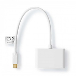 USB Multi-Port Adapter | USB 3.2 Gen 1 | USB-C™ Male | 2x USB-A | 1000 Mbps | 0.20 m | Rond | Vernikkeld | PVC | Wit | Blister - ccgb65960wt02