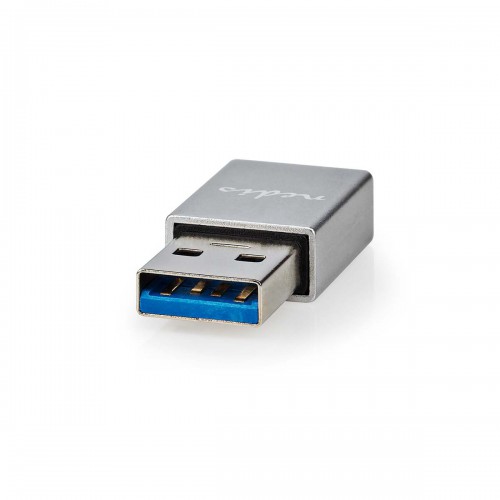 USB-A Adapter | USB 3.2 Gen 1 | USB-A Male | USB-C™ Female | 5 Gbps | Rond | Vernikkeld | Zilver | Cover Box - cctb60925al