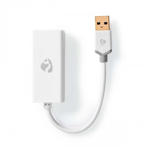 USB-A Adapter | USB 3.2 Gen 1 | USB-A Male | RJ45 Female | 1 Gbps | 0.20 m | Rond | Verguld | PVC | Wit | Doos - ccbw61950wt02