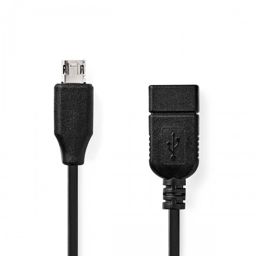 USB Micro-B Adapter | USB 2.0 | USB Micro-B Male | USB-A Female | 480 Mbps | 0.20 m | Rond | Vernikkeld | PVC | Zwart | Doos - ccgb60515bk02