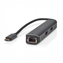 USB Multi-Port Adapter | USB 3.2 Gen 1 | USB-C™ Male | HDMI™ Female / RJ45 Female / 3x USB-A Female | 5 Gbps | 0.20 m | Rond | Verguld | PVC | Antraciet | Doos - ccbw64210at02