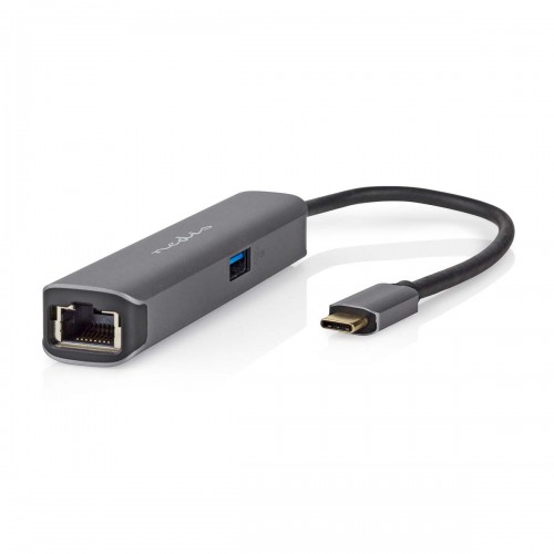 USB Multi-Port Adapter | USB 3.2 Gen 1 | USB-C™ Male | HDMI™ Output / RJ45 Female / USB-A Female / USB-C™ Female | 5 Gbps | 0.20 m | Rond | Verguld | PVC | Antraciet | Doos - ccbw64220at02